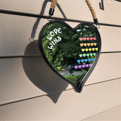 Love Wins Rainbow Hearts Mirror